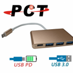 USB-C 轉3埠 USB 3.0 集線器(含USB-C電源輸入)(UH13C)